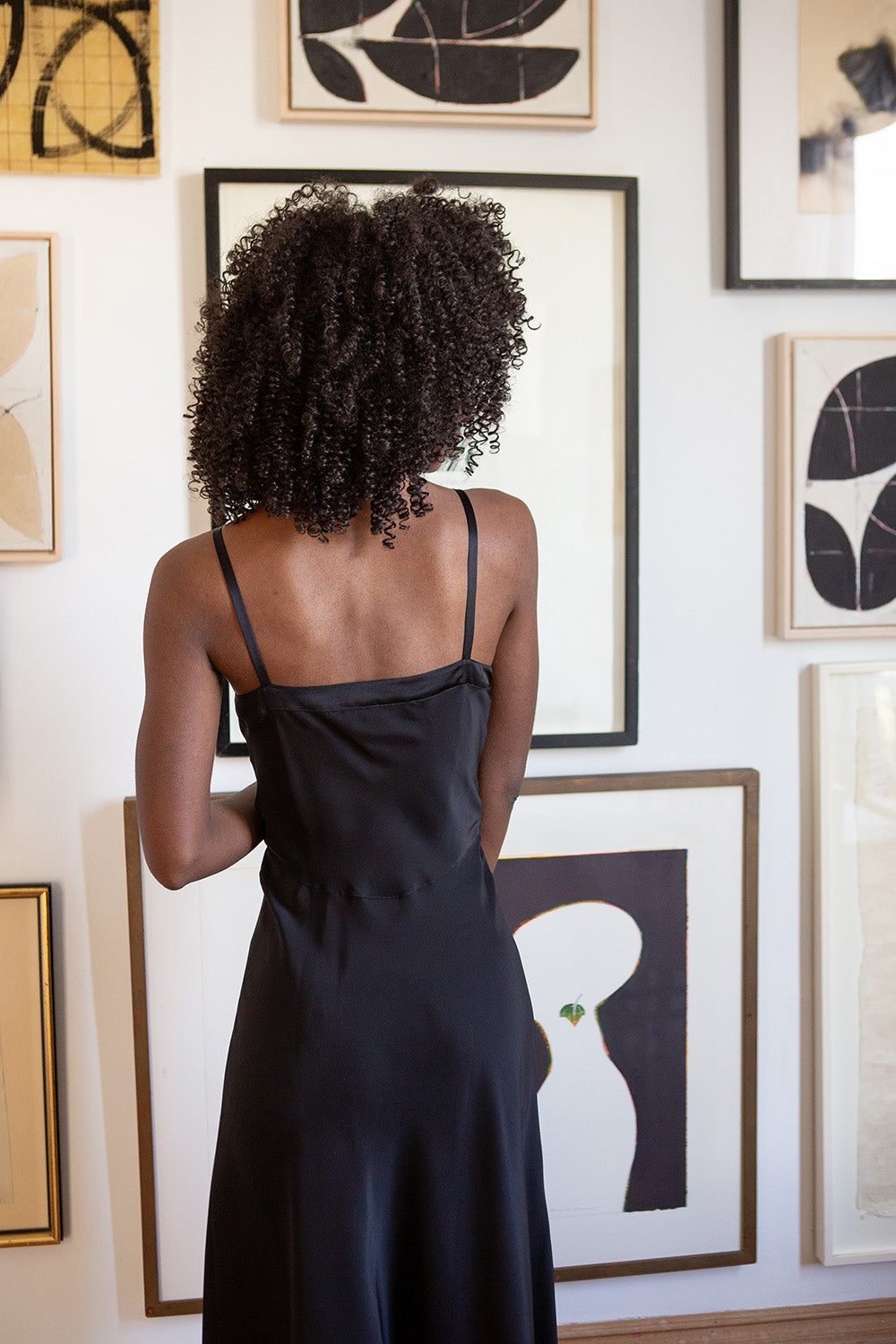 Long Lola Silk Charmeuse Dress In Black