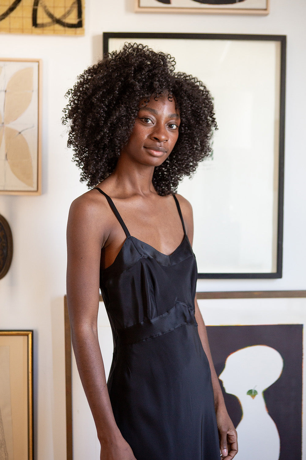Long Lola Silk Charmeuse Dress In Black