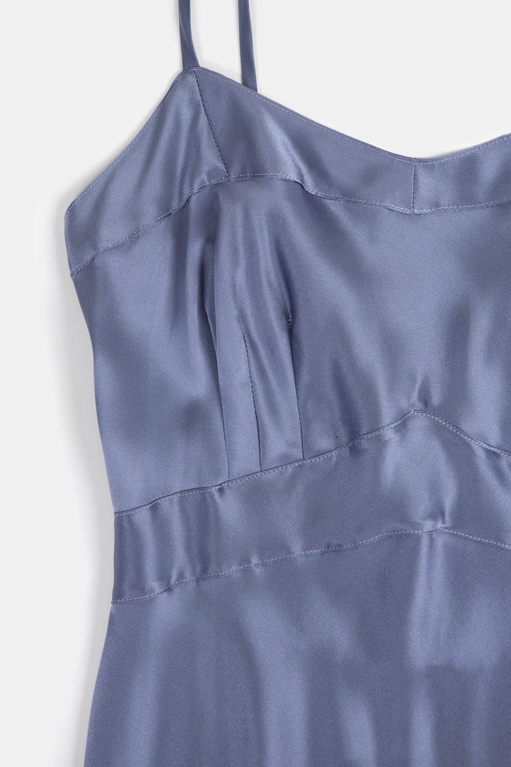 Long Lola Silk Charmeuse Dress in Storm