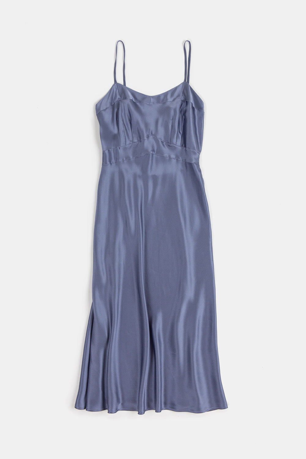 Long Lola Silk Charmeuse Dress in Storm
