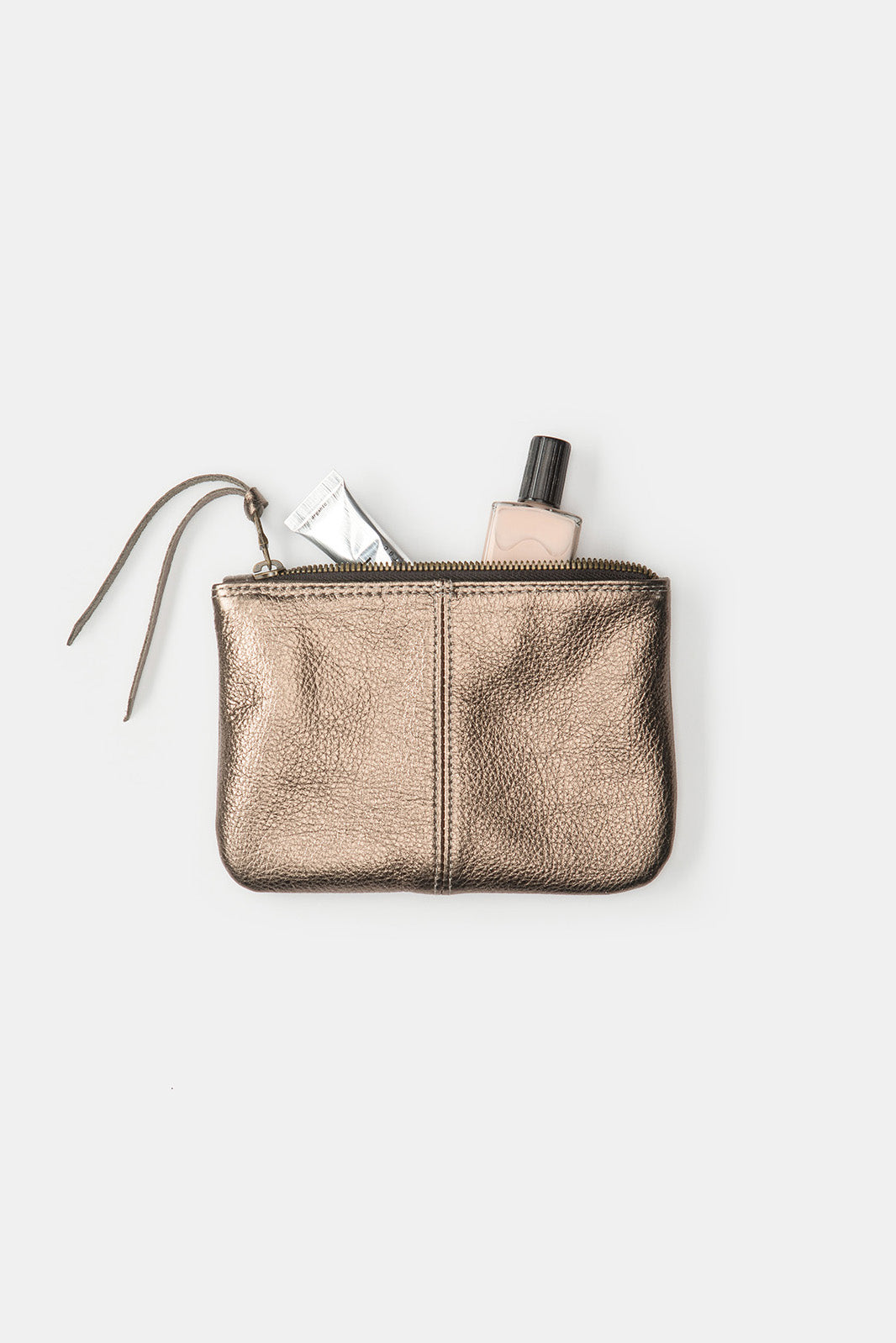 Elodie Leather Makeup Bag in Bronze