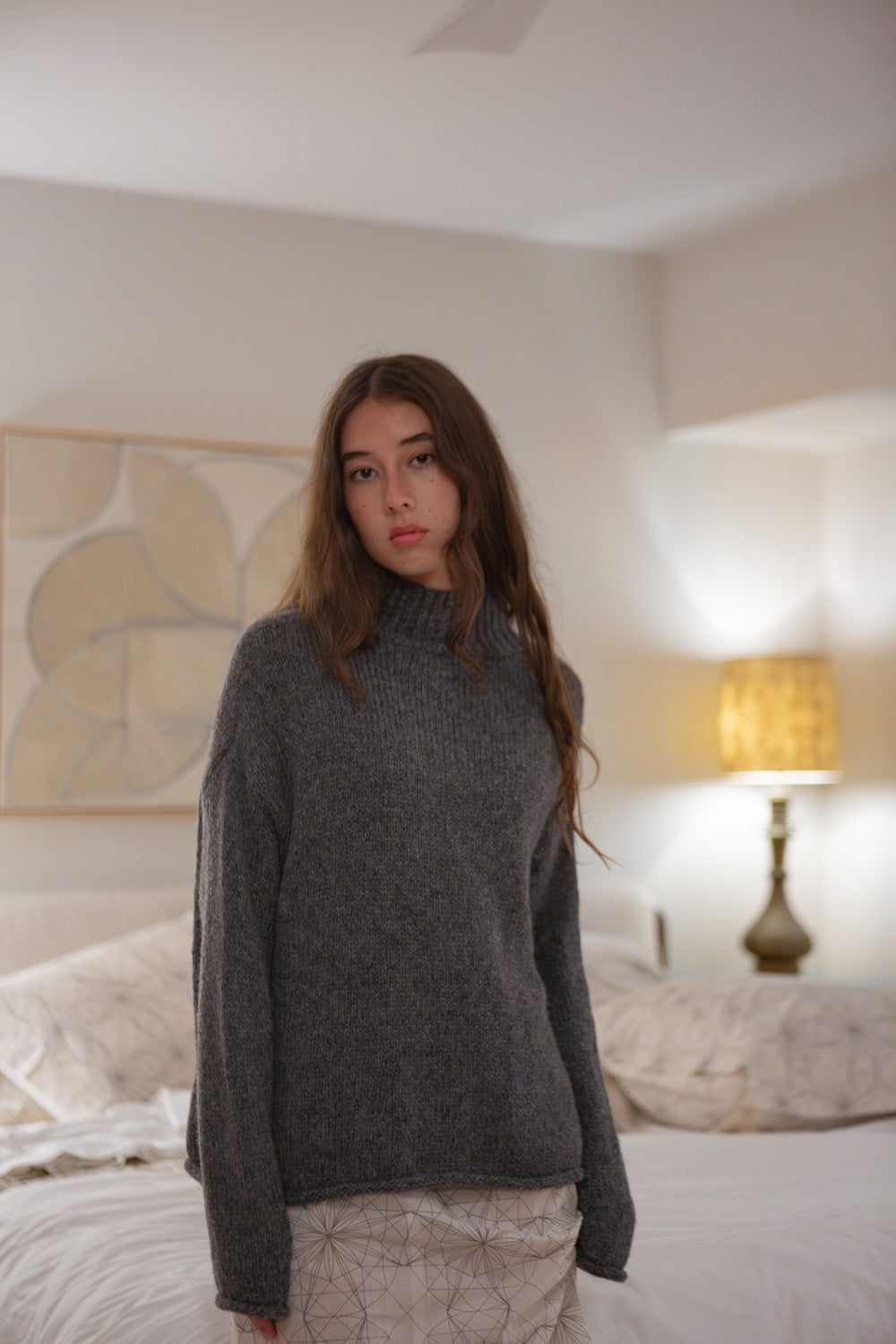 Matilda Alpaca Wool Turtleneck in Dark Grey
