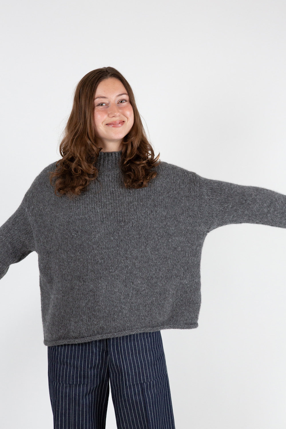 Matilda Alpaca Wool Turtleneck in Dark Grey