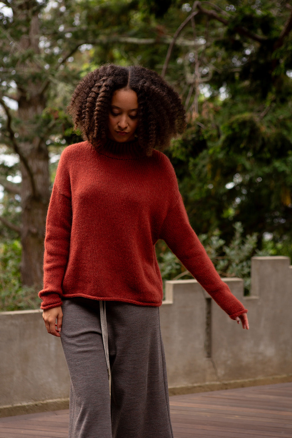 Matilda Alpaca Wool Turtleneck in Goji