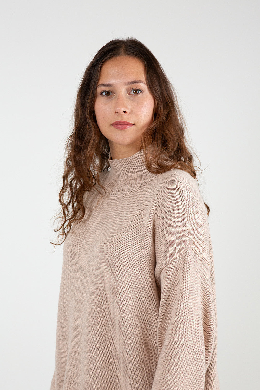 Matilda Pima Cotton Turtleneck in Twig