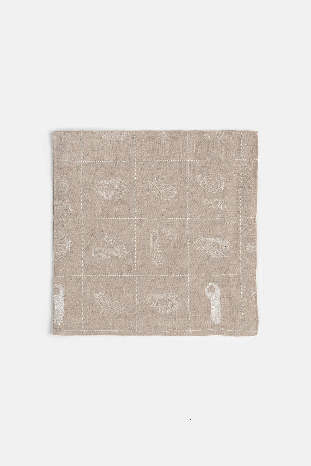 Linen Napkin In Natural Line Embroidery