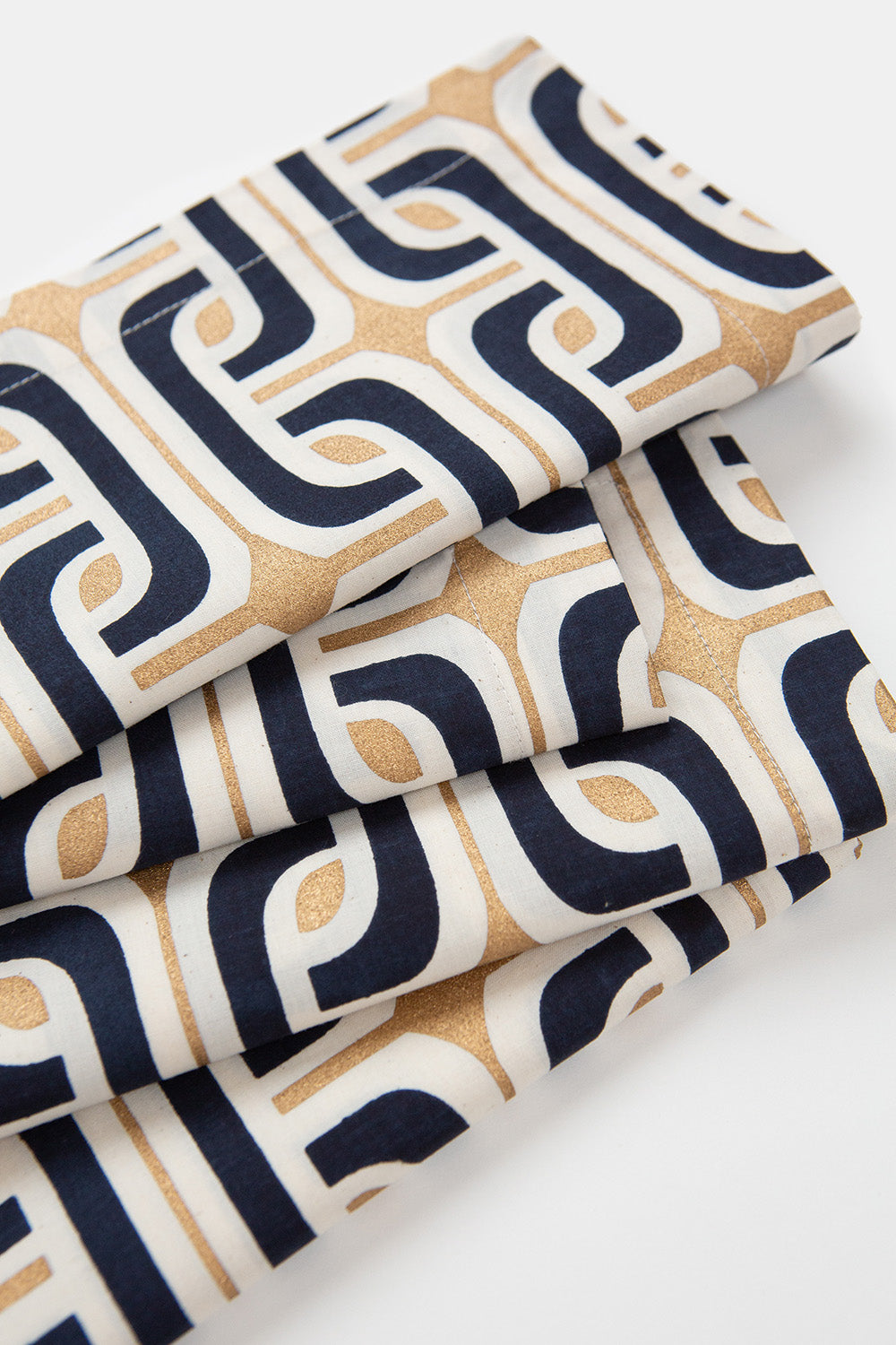 Cotton Napkin Set in Navy and Gold Super 1965