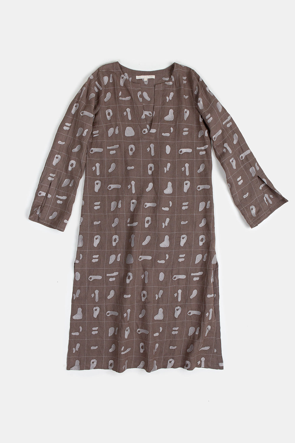 Nava Linen Caftan in Fig Solid Embroidery