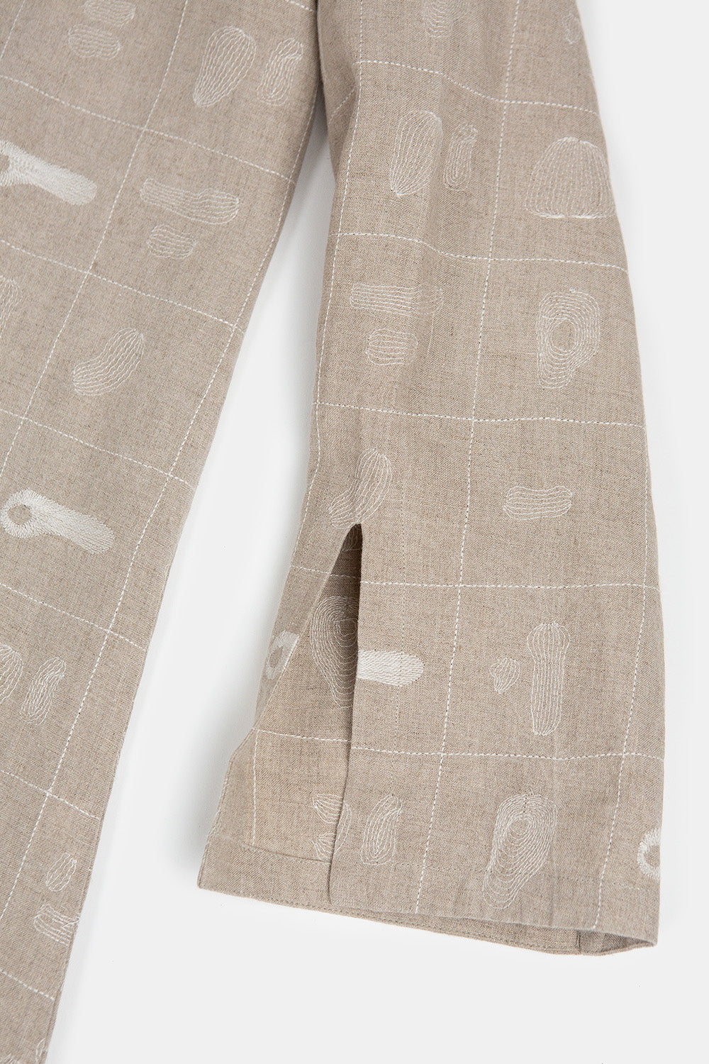 Nava Linen Caftan in Natural Line Embroidery