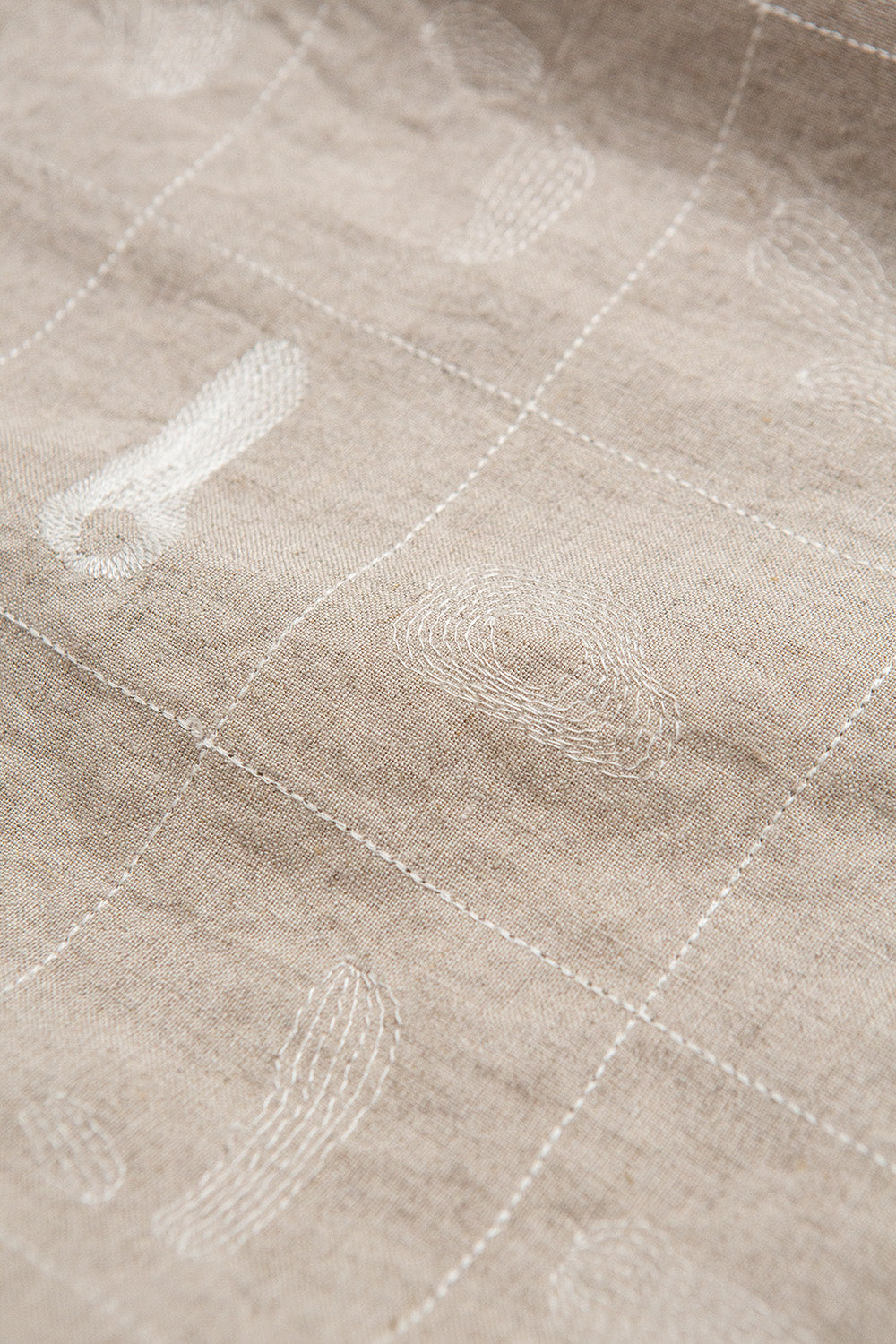 Nava Linen Caftan in Natural Line Embroidery