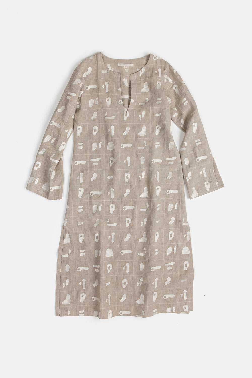 TROVE AMUNZEN LINEN ORIENTAL GOWN サイズ３ Nava Linen Caftan in Natural Solid Embroidery