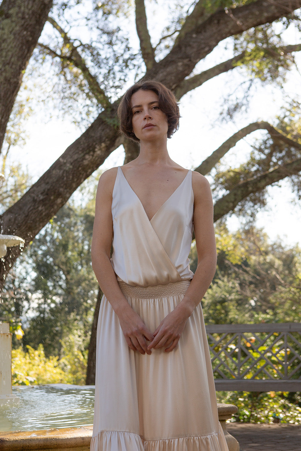 Odette Silk Charmeuse Gown in Alabaster