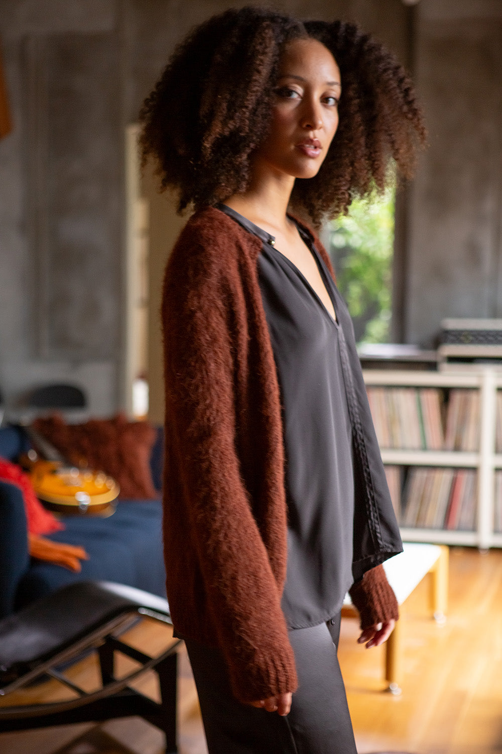 Alpaca Open Cardigan In Amaro