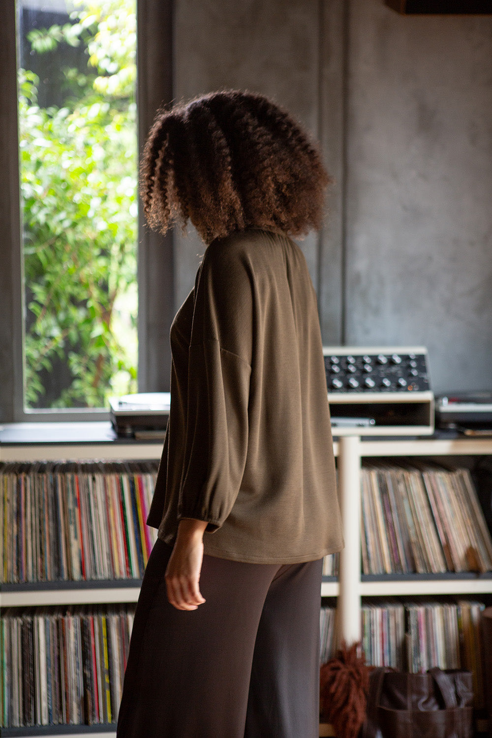 Patricia Wool Silk Blouse in Cardamom