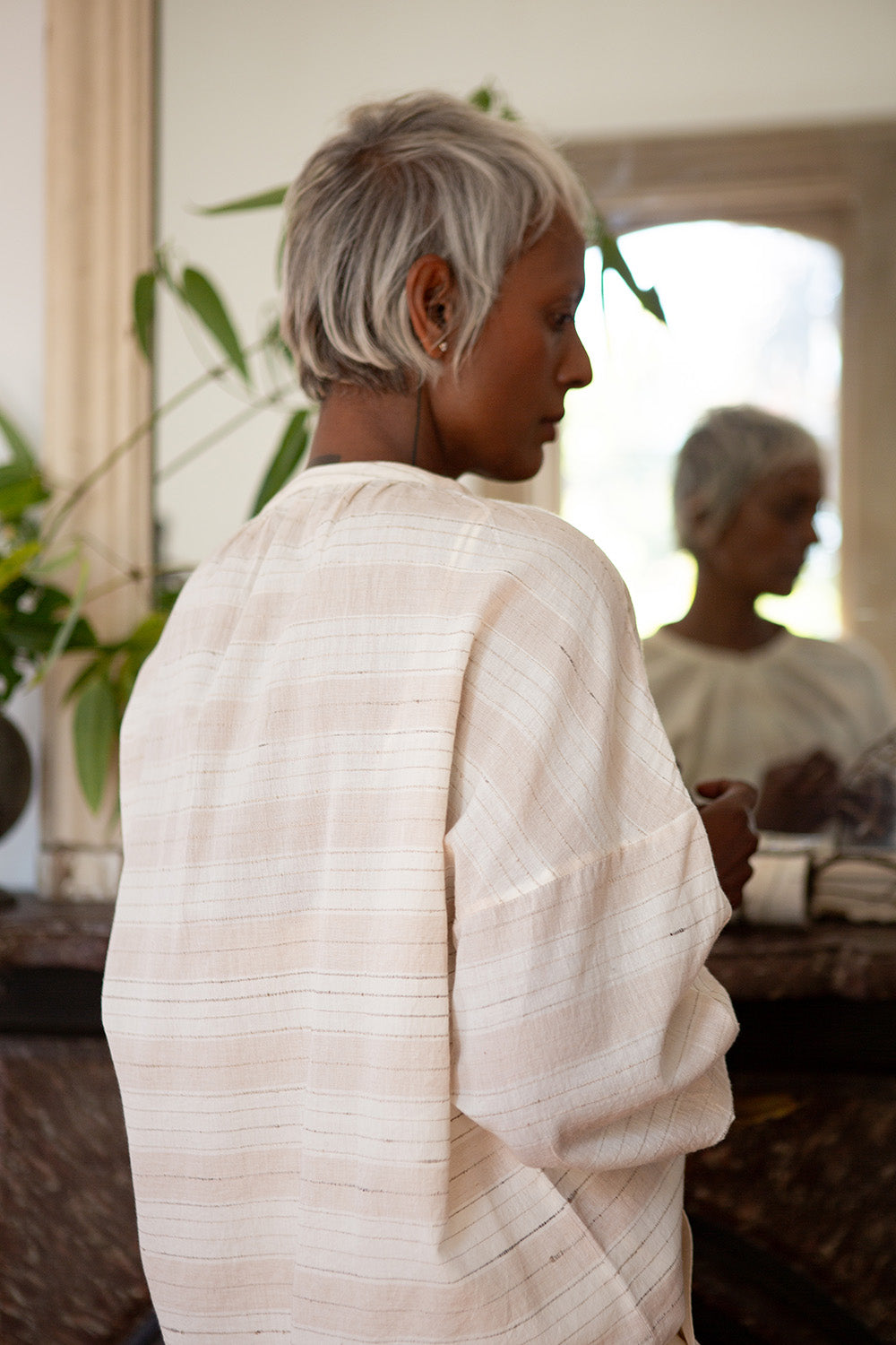 Patricia Khadi Cotton Top In Dune Stripe