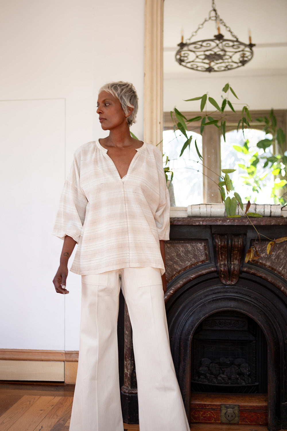 Patricia Khadi Cotton Top In Dune Stripe