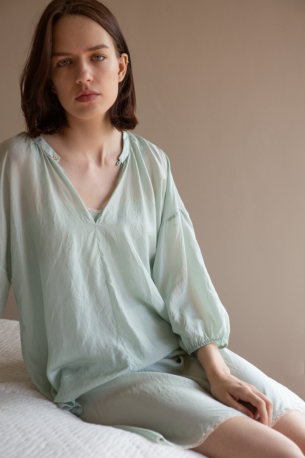 PRE-ORDER Patricia Silk Blouse in Mist
