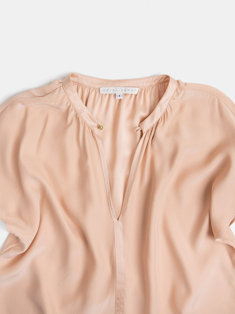 Patti Sueded Silk Charmeuse Blouse In Cameo