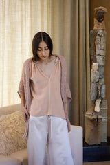 Patti Sueded Silk Charmeuse Blouse In Cameo