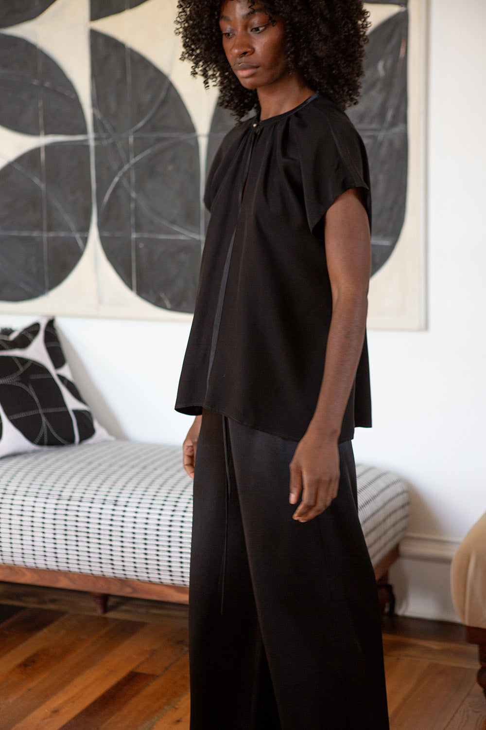 Patti Silk Charmeuse Blouse In Black
