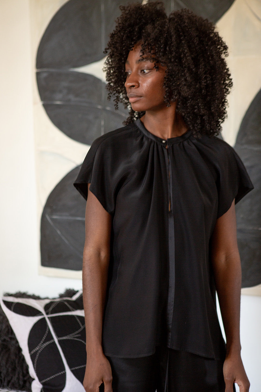 Patti Silk Charmeuse Blouse In Black