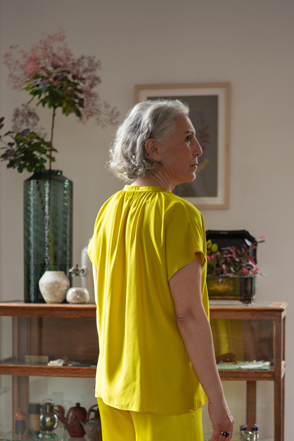 Patti Silk Charmeuse Blouse in Chartreuse