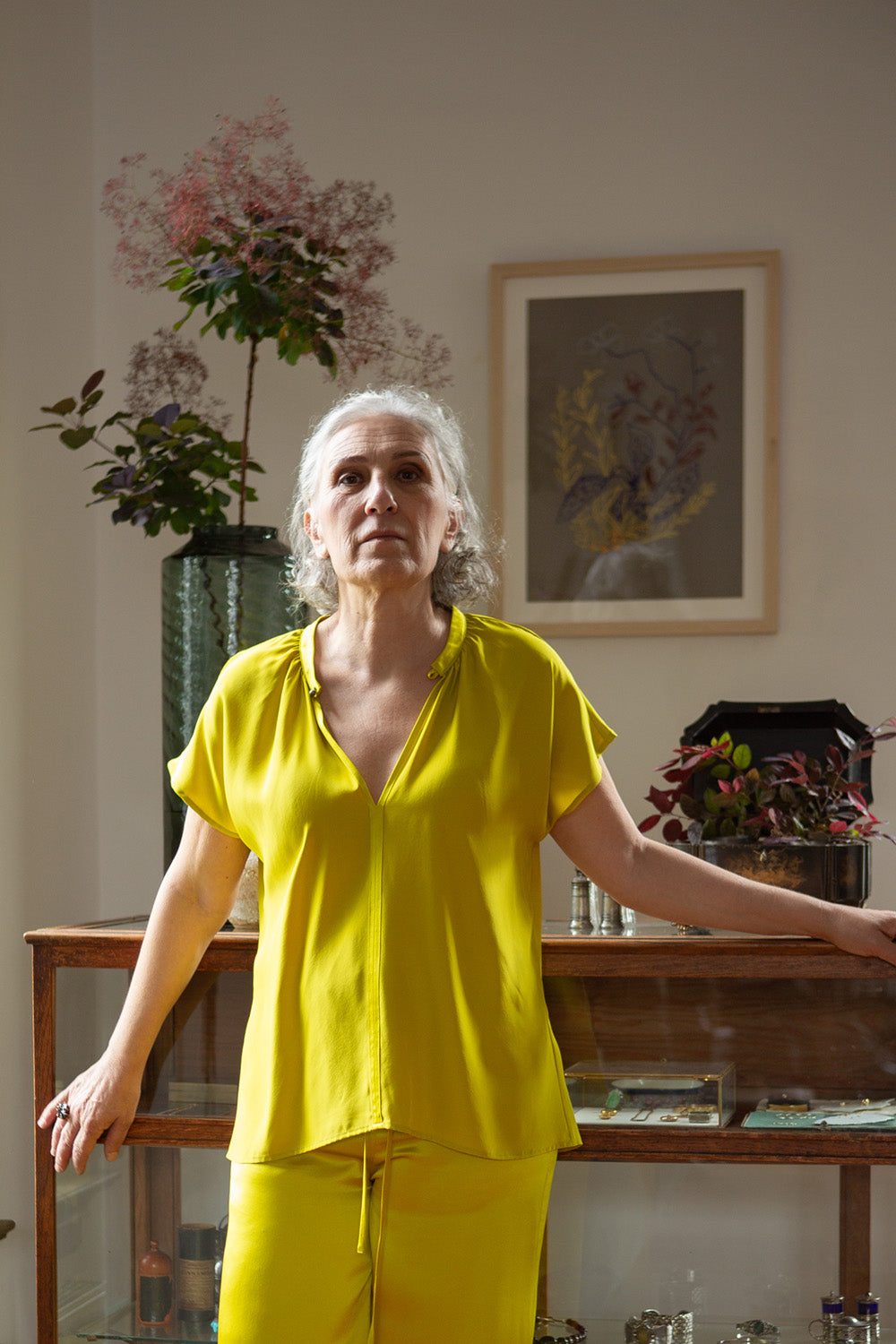 Patti Silk Charmeuse Blouse in Chartreuse