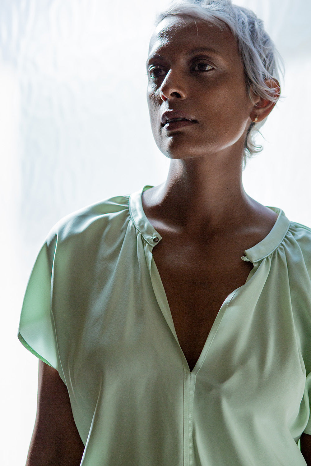 Patti Silk Charmeuse Blouse in Jade