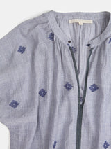Patti Jamdani Cotton Top in Chambray