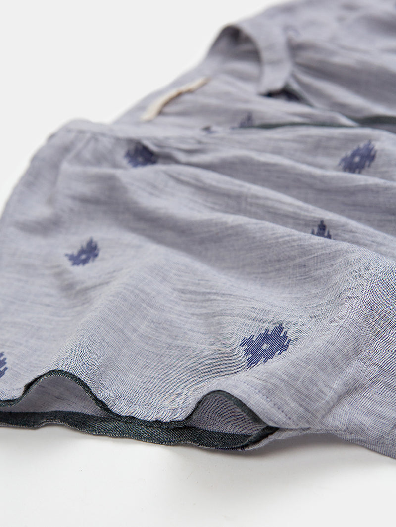 Patti Jamdani Cotton Top in Chambray