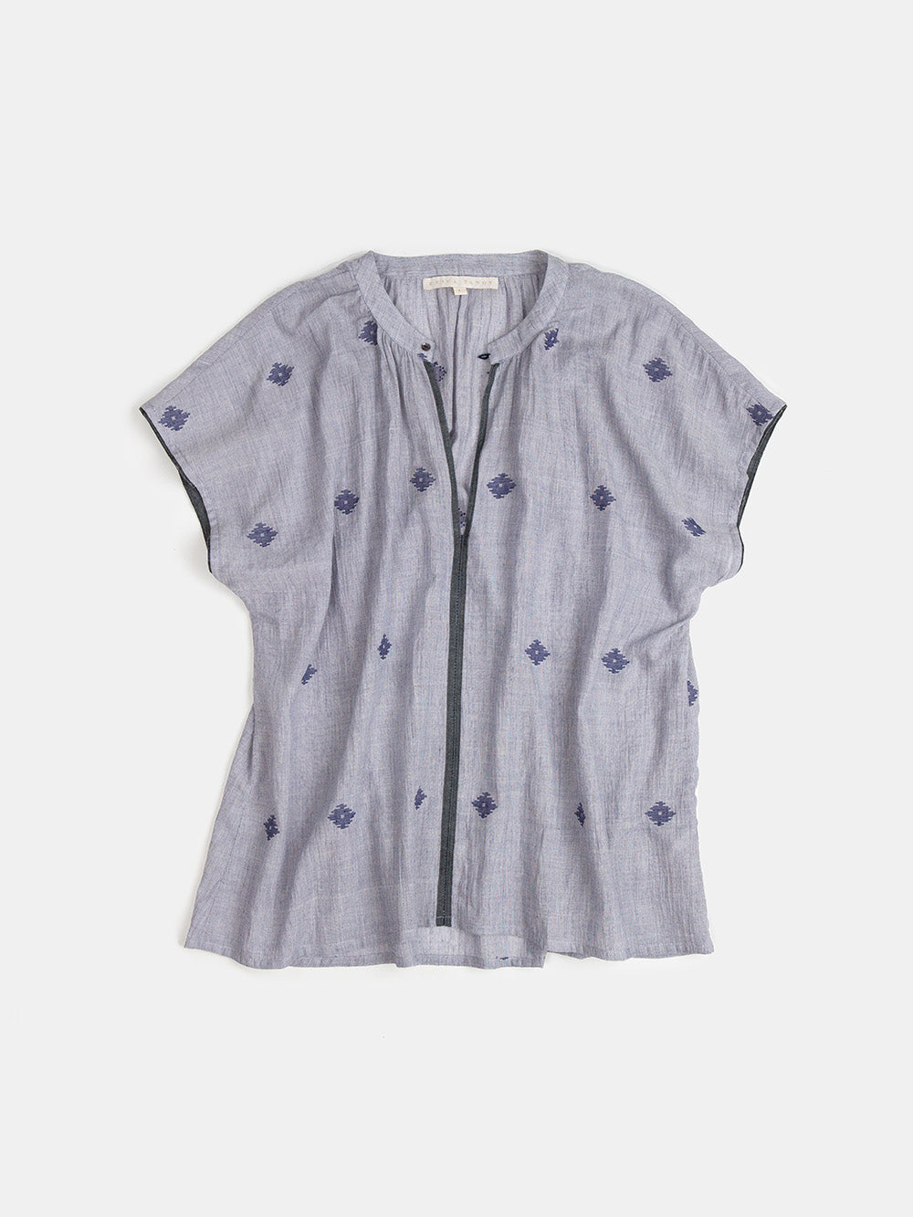 Patti Jamdani Cotton Top in Chambray