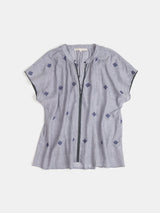 Patti Jamdani Cotton Top in Chambray