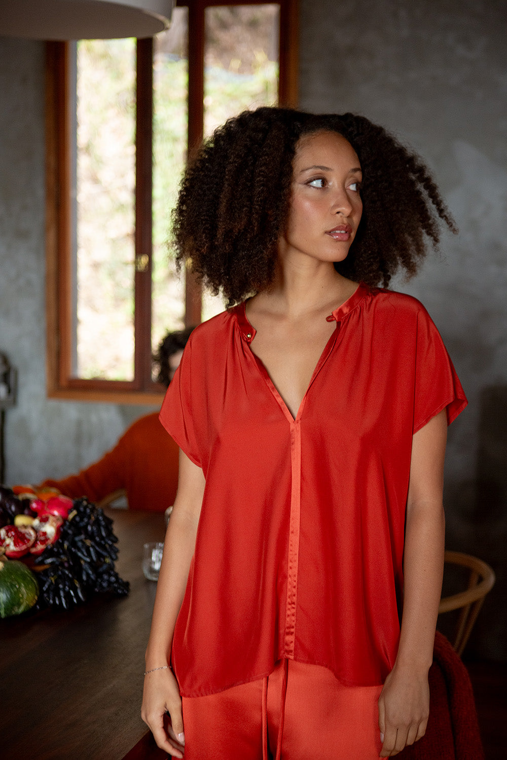 Patti Silk Charmeuse Blouse in Rooibos