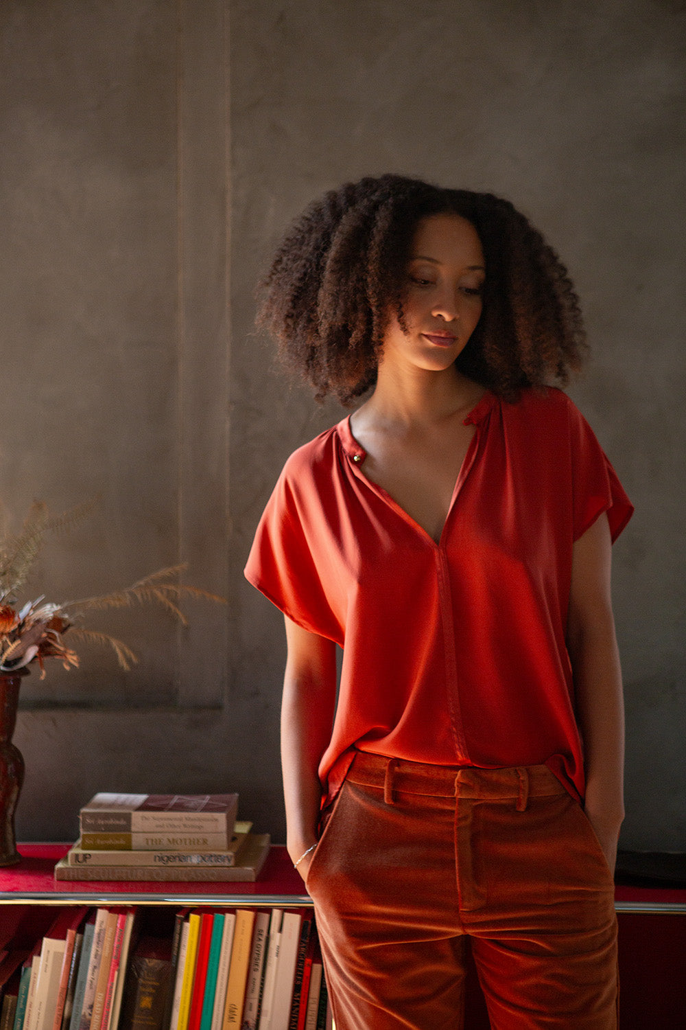 Patti Silk Charmeuse Blouse in Rooibos