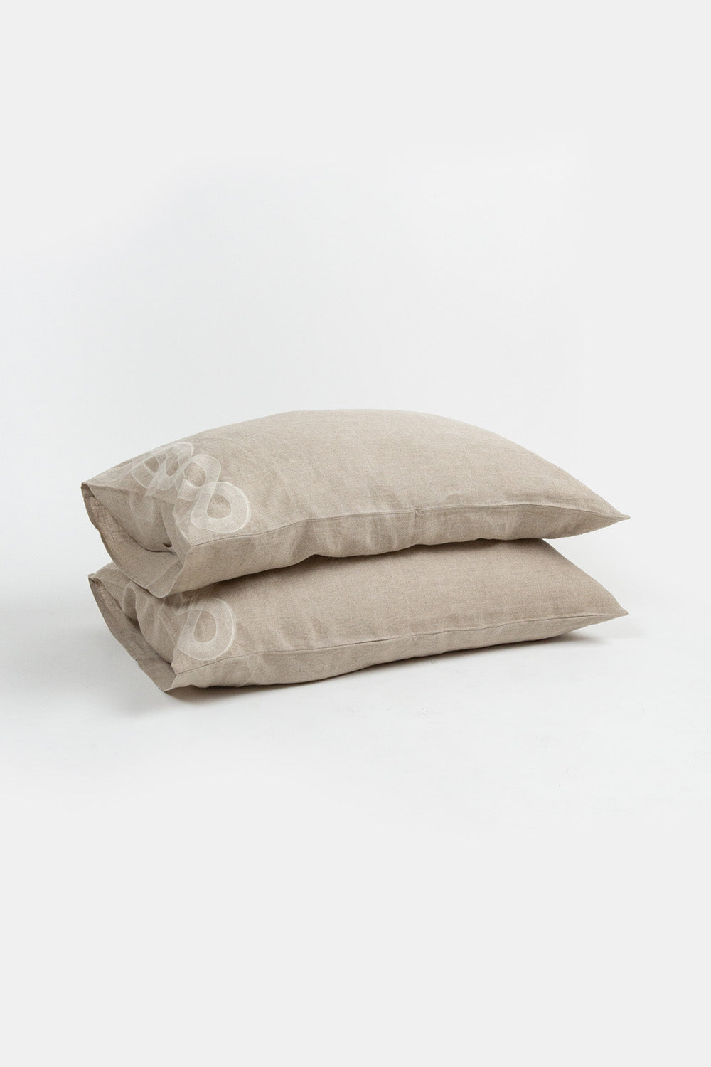 Serpens Embroidered Pillowcases in Natural Linen