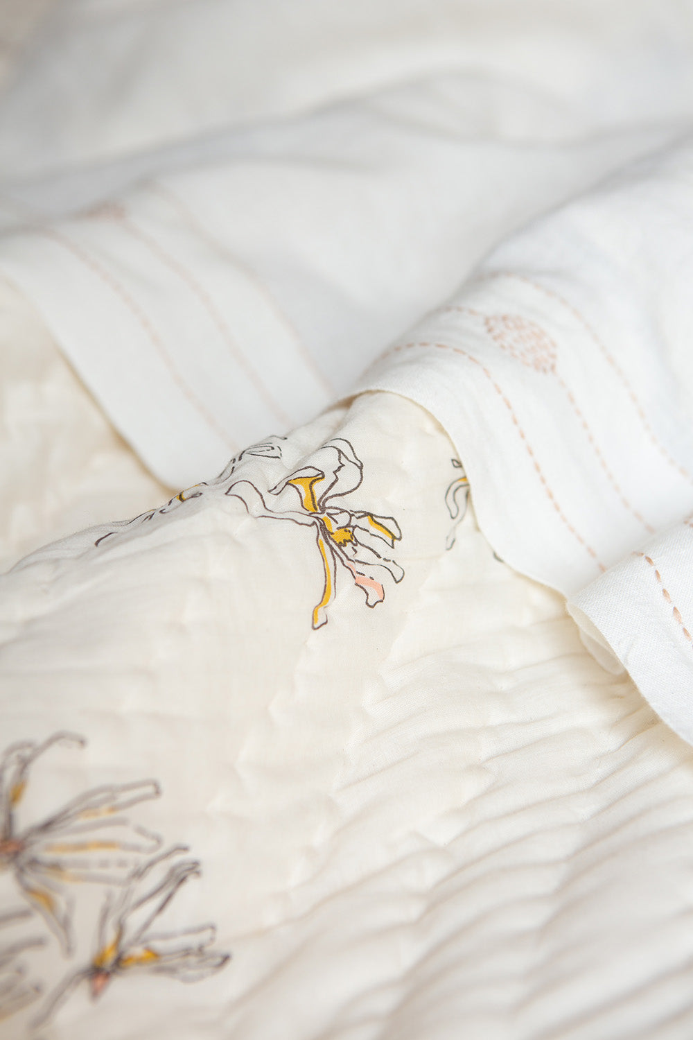 Cotton Hand-Stitched Quilt In Stellata