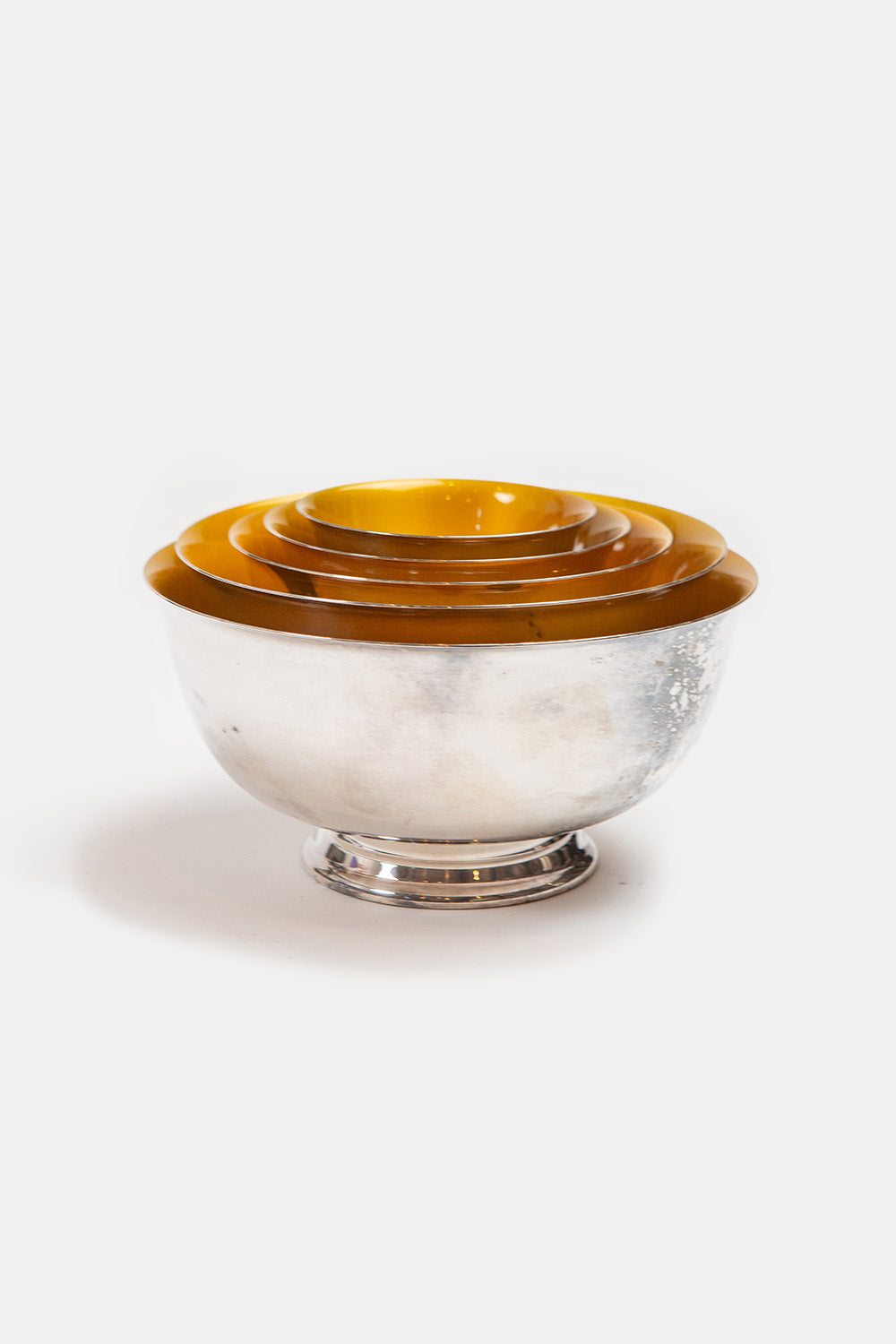 Set of 5 Reed & Barton Enamel and Silverplate Nesting Bowls