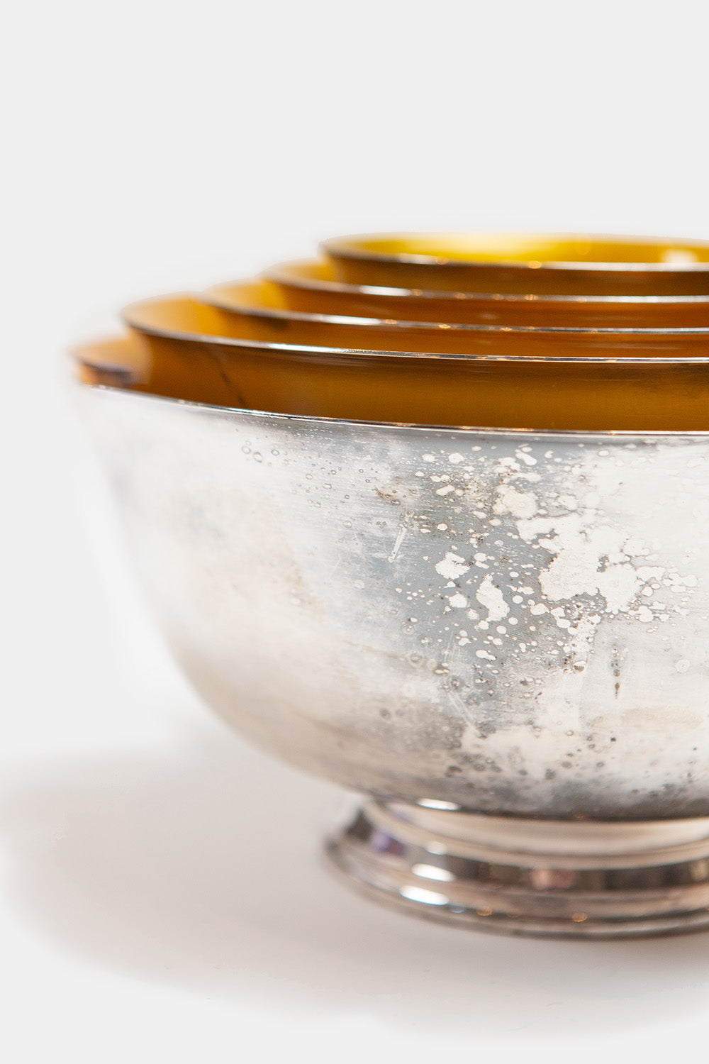 Set of 5 Reed & Barton Enamel and Silverplate Nesting Bowls