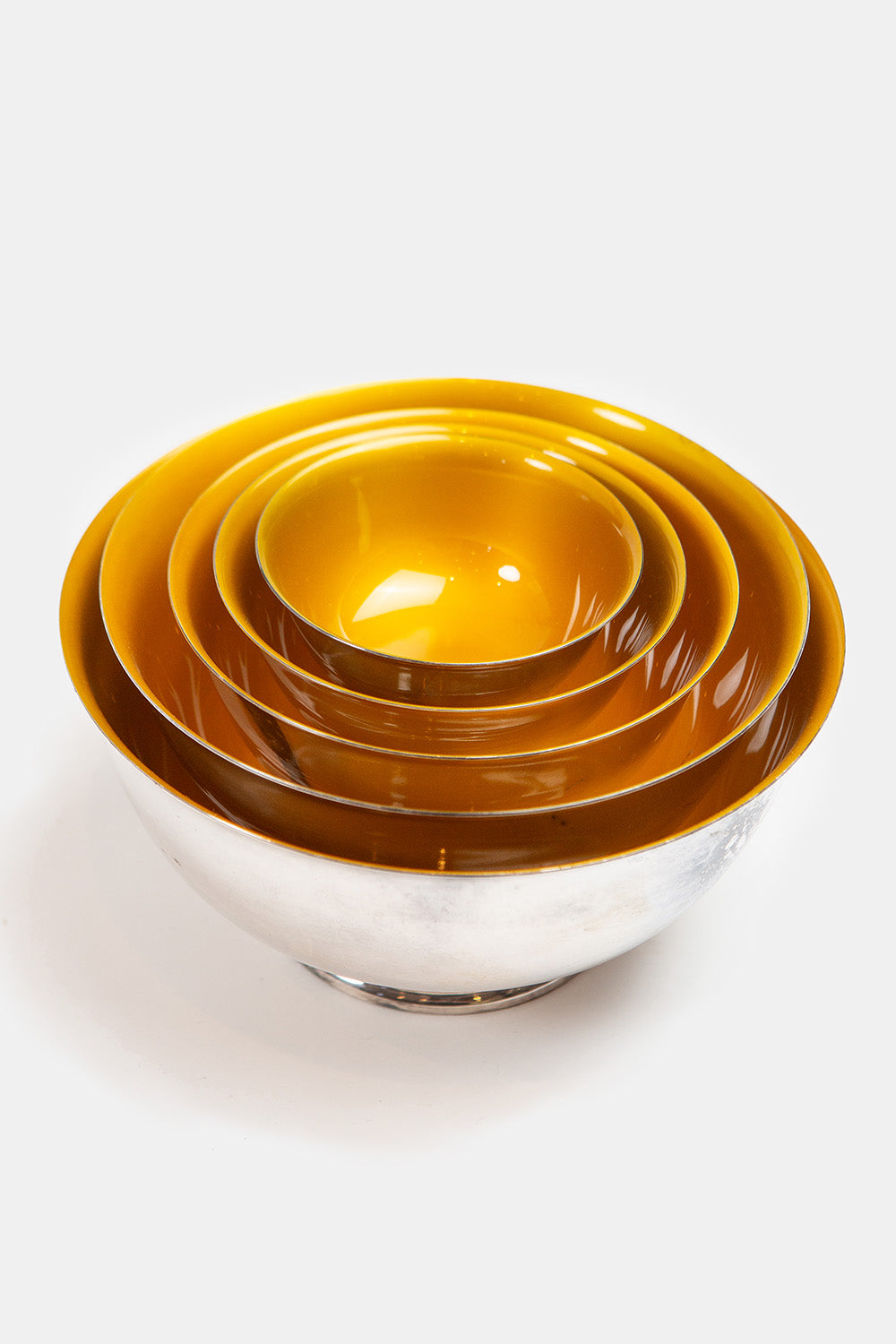 Set of 5 Reed & Barton Enamel and Silverplate Nesting Bowls