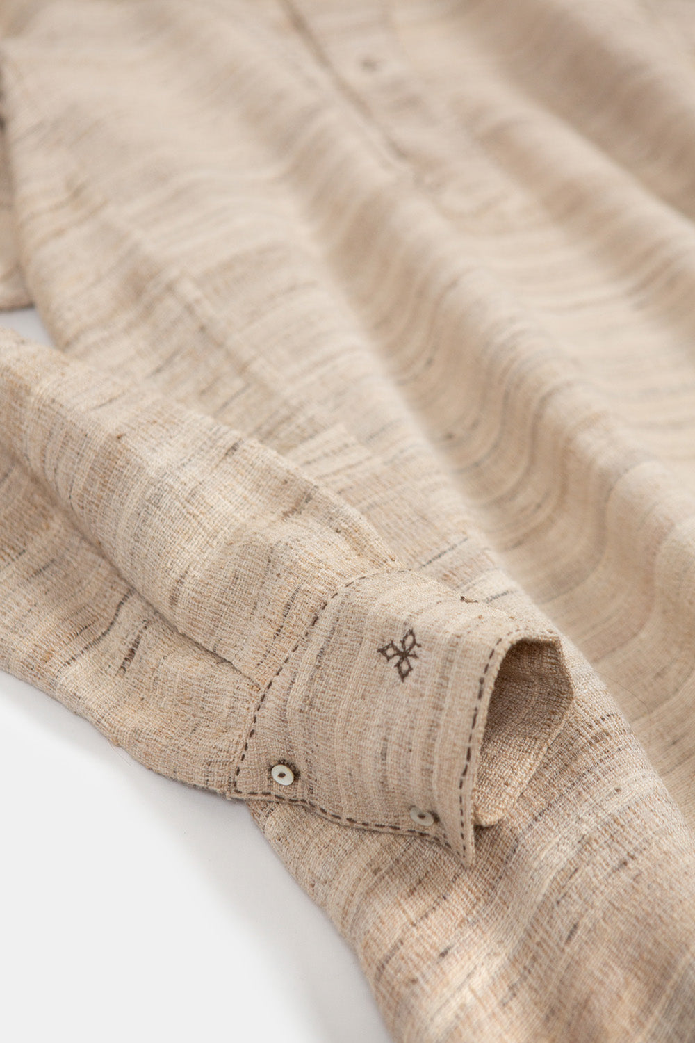 Rekha Silk Linen Embroidered Dress in Sandstone