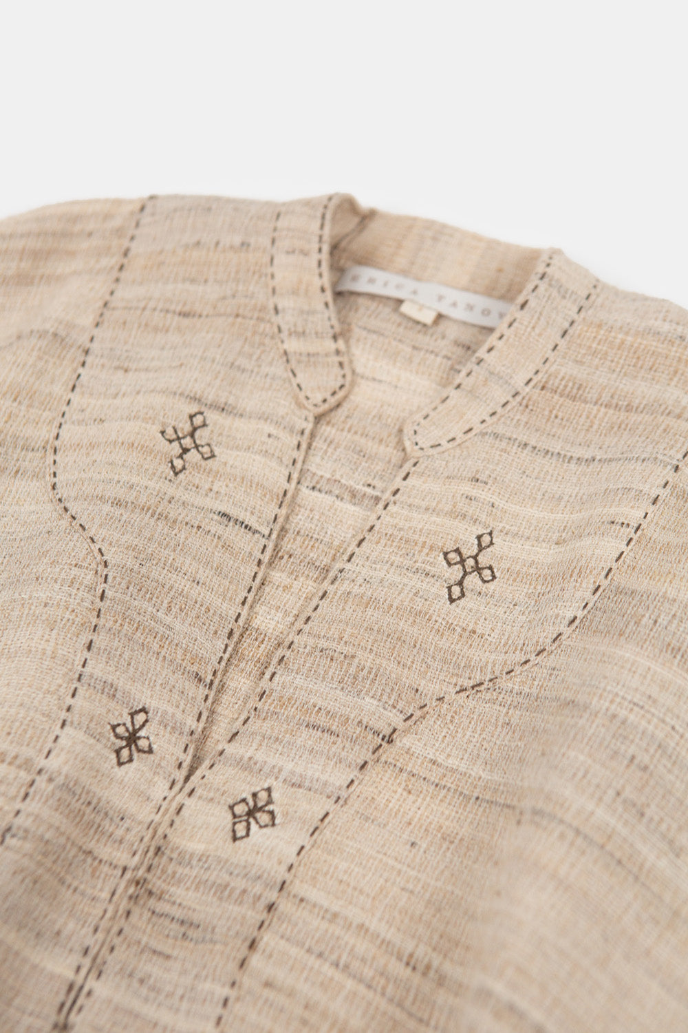 Rekha Silk Linen Embroidered Dress in Sandstone