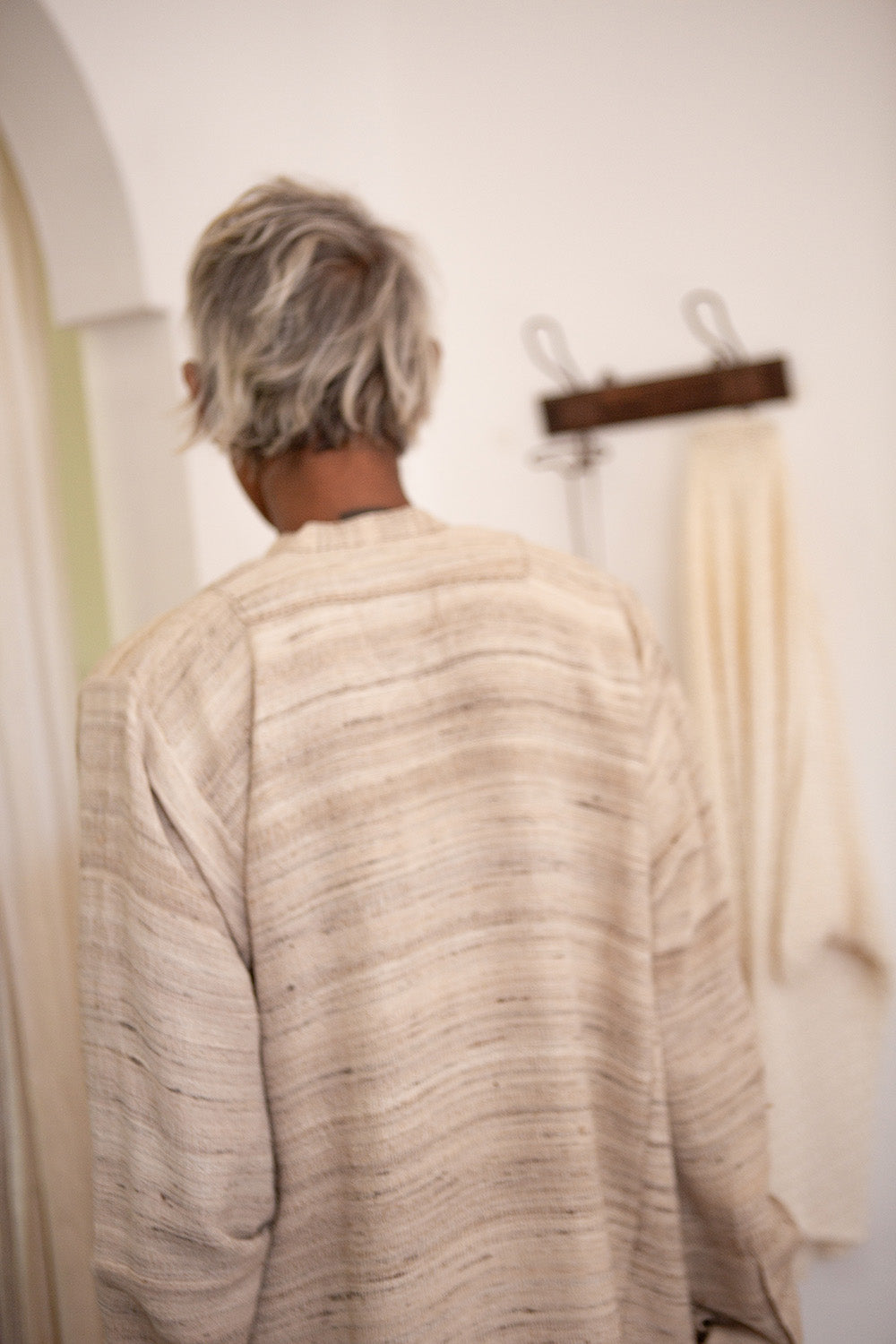 Rekha Silk Linen Embroidered Dress in Sandstone