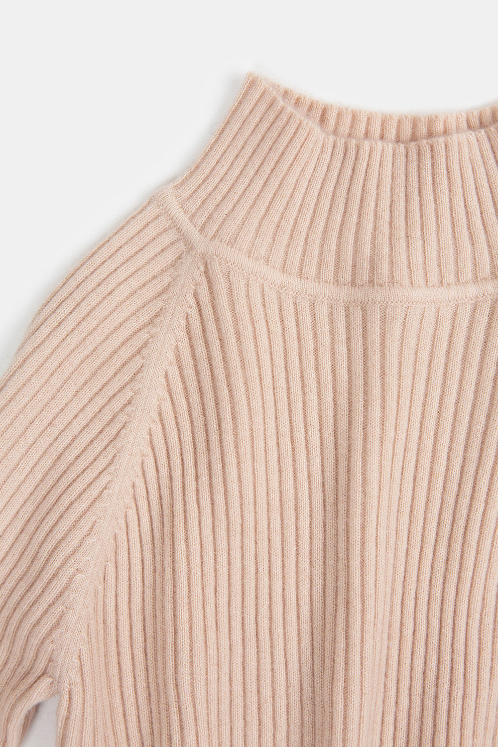 Cashmere Ribbed Mock Turtleneck Sweater In Fawn - Main Image
