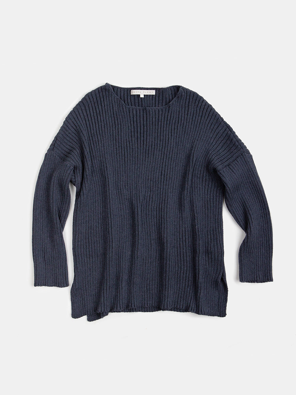 Pima Cotton Ribbed Pullover in Aegean