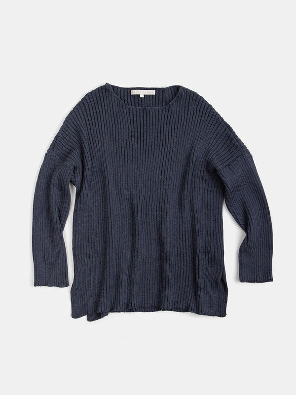 Pima Cotton Ribbed Pullover in Aegean