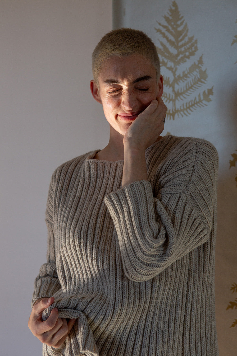 Highland Wool Ribbed Pullover In Beige