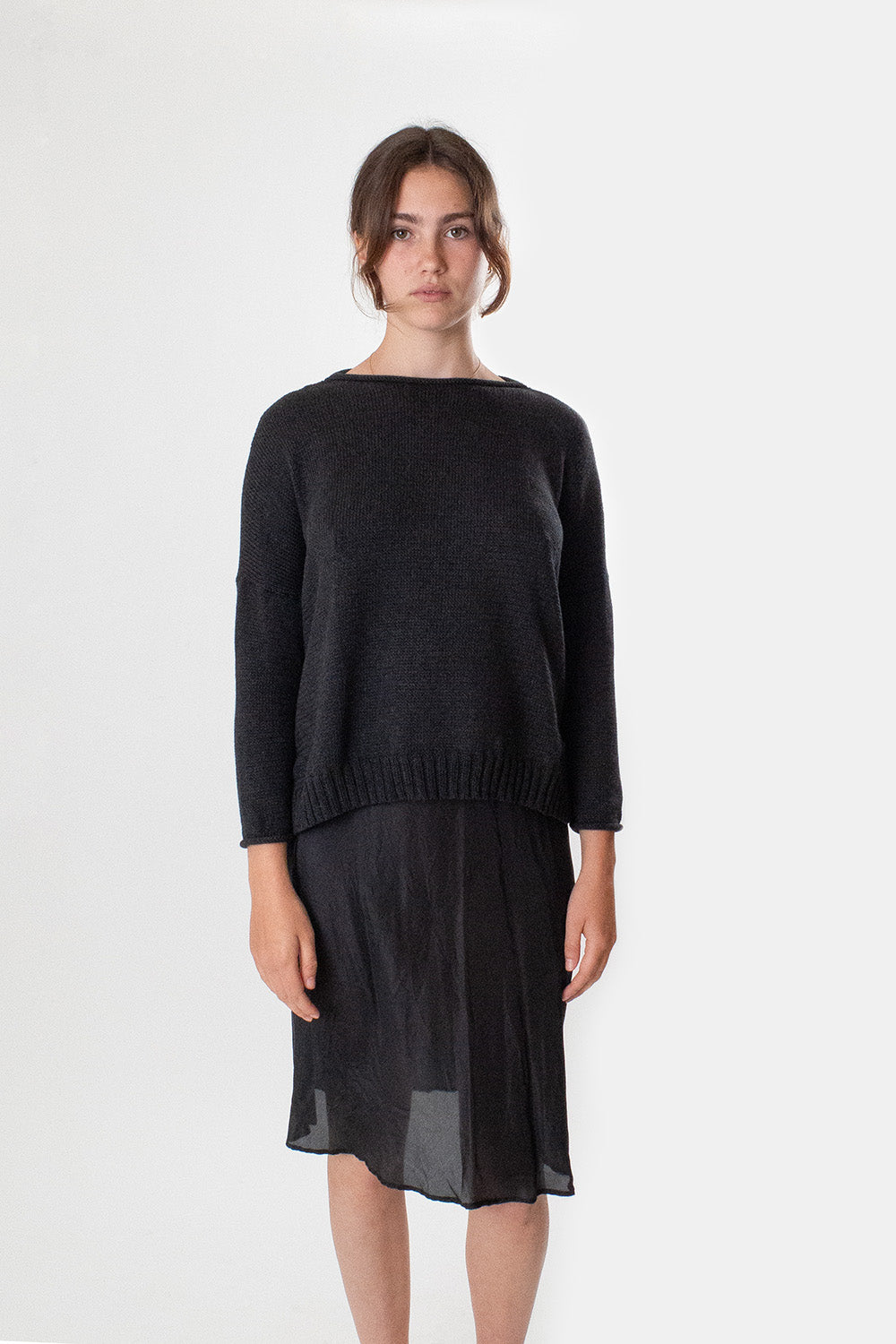 Cotton Rollneck Sweater in Ink