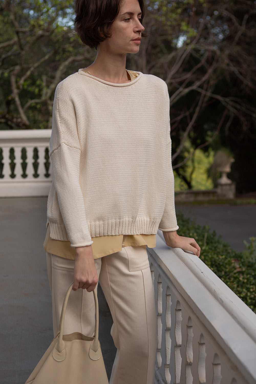 Cotton Rollneck Sweater in Natural
