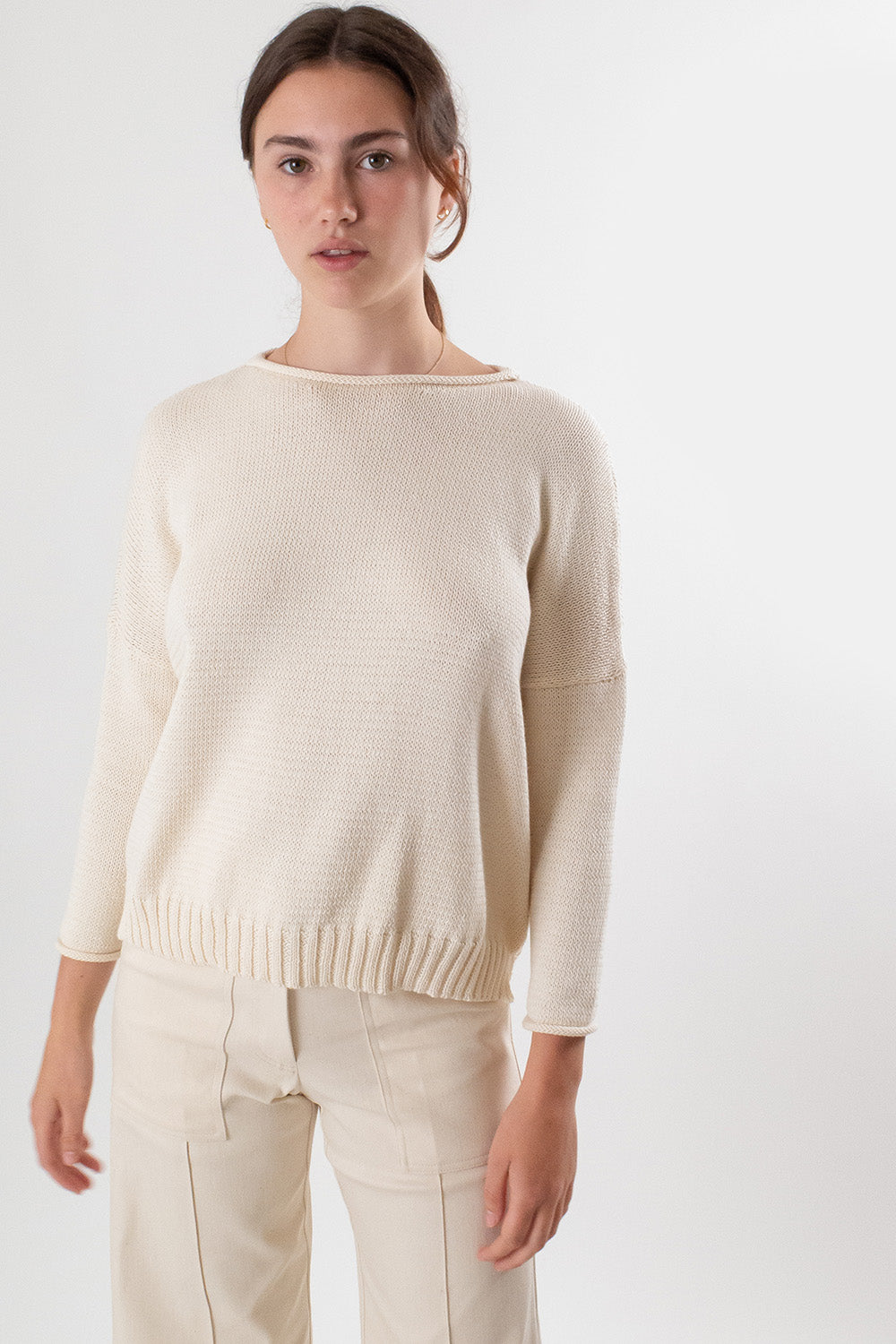 Cotton Rollneck Sweater in Natural