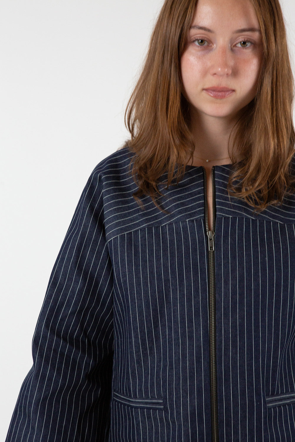 Ruby Denim Jacket in Indigo Stripe